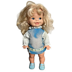 Vintage Cathy Quick Curl Mattel Doll 16" Blonde Hard Plastic Body Dress Shoes